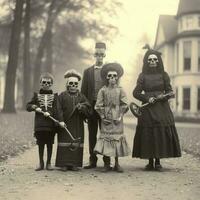 children kids halloween scary vintage photography masks 19th century horror costumes party photo