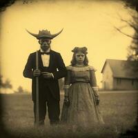 children kids halloween scary vintage photography masks 19th century horror costumes party photo