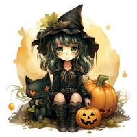 female woman girl hat pumpkin Halloween illustration artwork horror isolated tattoo fantasy cartoon photo
