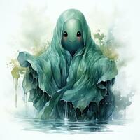 cute ghost spirit phantom Halloween illustration artwork scary horror isolated tattoo fantasy cartoon photo