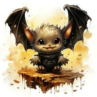 cute bat portrait Halloween illustration artwork scary horror isolated tattoo creepy fantasy cartoon photo