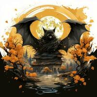 cute bat portrait Halloween illustration artwork scary horror isolated tattoo creepy fantasy cartoon photo