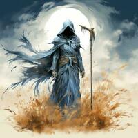 death reaper scythe cape Halloween illustration artwork scary horror isolated tattoo fantasy cartoon photo