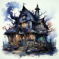 castle landscape vampire house Halloween illustration artwork isolated tattoo creepy fantasy cartoon photo