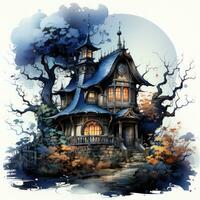 castle landscape vampire house Halloween illustration artwork isolated tattoo creepy fantasy cartoon photo