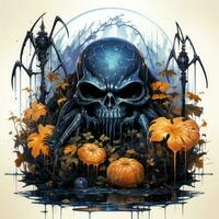 spider web pumpkin Halloween illustration artwork scary horror isolated tattoo creepy fantasy cartoon photo