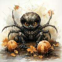 spider web pumpkin Halloween illustration artwork scary horror isolated tattoo creepy fantasy cartoon photo