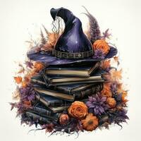 magic books hat cap Halloween illustration artwork scary horror isolated tattoo fantasy cartoon photo