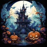 castle vampire house chateau Halloween illustration artwork scary horror tattoo creepy fantasy photo