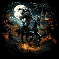 horse rider reaper death Halloween illustration scary horror design tattoo vector fantasy photo