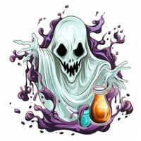 fantasma espíritu espectro Víspera de Todos los Santos ilustración de miedo horror diseño tatuaje vector aislado pegatina fantasía foto