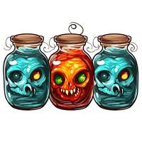 monster eyes jar bottle Halloween illustration scary horror design tattoo isolated sticker fantasy photo