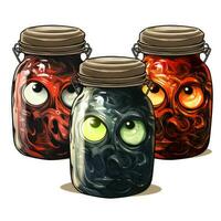 monster eyes jar bottle Halloween illustration scary horror design tattoo isolated sticker fantasy photo