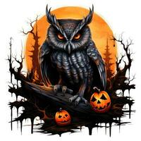 owl portrait Halloween illustration scary horror design tattoo vector isolated sticker fantasy photo