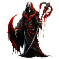 death reaper scythe skull Halloween illustration scary horror design tattoo isolated sticker fantasy photo