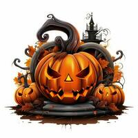 grave tomb skulls pumpkin Halloween illustration scary horror design tattoo vector isolated fantasy photo