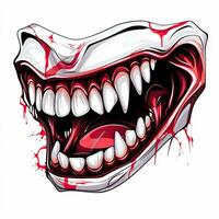 mouth teeth vampire fangs Halloween illustration scary horror design tattoo vector isolated fantasy photo