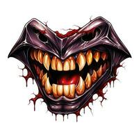 boca dientes vampiro colmillos Víspera de Todos los Santos ilustración de miedo horror diseño tatuaje vector aislado fantasía foto