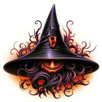 witch cap hat Halloween illustration scary horror design tattoo vector isolated sticker fantasy photo