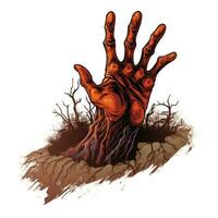 zombi mano creciente Víspera de Todos los Santos ilustración de miedo horror diseño tatuaje vector pegatina fantasía foto