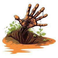 zombie hand rising Halloween illustration scary horror design tattoo vector sticker fantasy photo