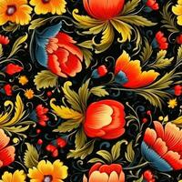 retro vintage ornate ornament seamless pattern floral blue square art textile cloth print art photo