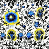 retro vintage ornate ornament tile glazed slavic russian mosaic pattern floral blue square art photo