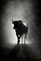 bull cow ox silhouette contour black white backlit motion contour tattoo professional photography photo