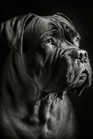 cane corso dog silhouette contour black white backlit motion contour tattoo professional photography photo