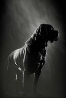 cane corso dog silhouette contour black white backlit motion contour tattoo professional photography photo