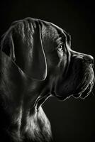 cane corso dog silhouette contour black white backlit motion contour tattoo professional photography photo