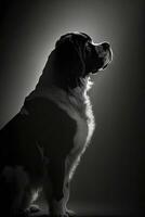 saint Bernard dog silhouette contour black white backlit motion tattoo professional photography photo