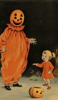 ghost spirit vintage retro book postcard illustration 1950s scary halloween costume smile photo