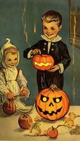 vintage retro children book postcard illustration 1950s scary halloween costume smile witch photo