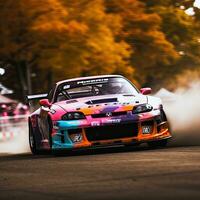 jdm japanese drifting car professional photo smoke dynamic in motion track sport tuning photography