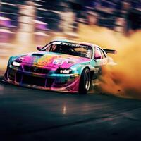 jdm japanese drifting car professional photo smoke dynamic in motion track sport tuning photography