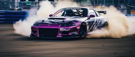 jdm japanese drifting car professional photo smoke dynamic in motion track sport tuning photography