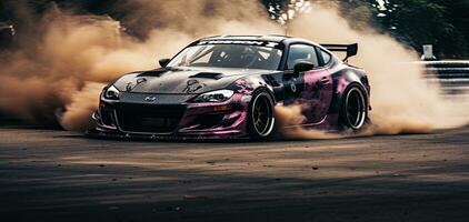 jdm japanese drifting car professional photo smoke dynamic in motion track sport tuning photography