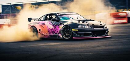 jdm japanese drifting car professional photo smoke dynamic in motion track sport tuning photography