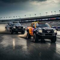 chevrolet recoger a la deriva coche profesional foto fumar dinámica en movimiento pista velocidad fotografía