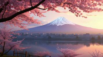 Japón zen paisaje panorama ver fotografía sakura flores pagoda paz silencio torre pared foto