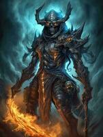 demon hunter game tattoo epic dark fantasy illustration art scary poster oil painting darkness photo