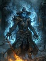 demon hunter game tattoo epic dark fantasy illustration art scary poster oil painting darkness photo