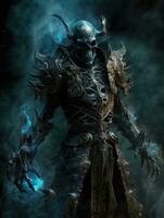 demon hunter game tattoo epic dark fantasy illustration art scary poster oil painting darkness photo