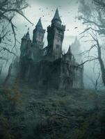 tomb ruins castle vampire epic dark fantasy illustration art scary poster oil painting darkness photo