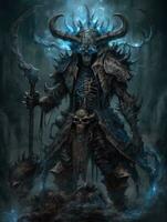 demon hunter game tattoo epic dark fantasy illustration art scary poster oil painting darkness photo