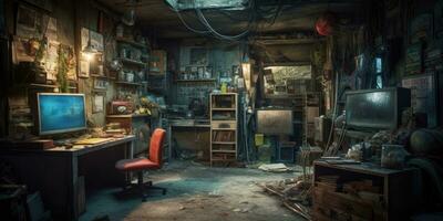 abandon cellar room gamer post apocalypse landscape game wallpaper photo art illustration rust