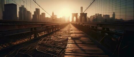 Brooklynn bridge dust fog apocalypse landscape game wallpaper photo art illustration rust