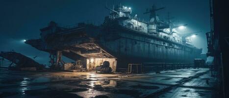 warship carrier ship military post apocalypse landscape game wallpaper photo art illustration rust