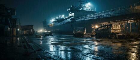 warship carrier ship military post apocalypse landscape game wallpaper photo art illustration rust